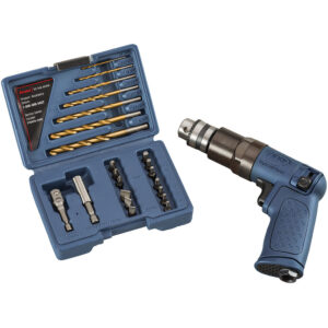 7804KA Ingersoll Rand 22PC Pistol Grip Reversible Mini Air Drill/Driver Kit, 1/4'' Keyed Chuck